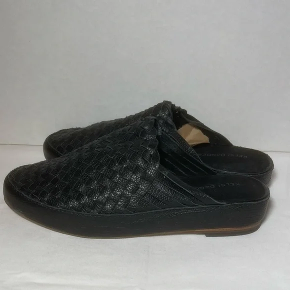 Kelsi Dagger Brooklyn Maple woven black leather mules size 10 - Picture 2 of 7